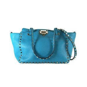 Pre loved Valentino Garavani Turquoise Studded Tote